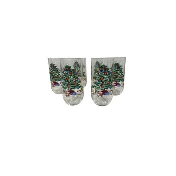 Christmas‎ Tree Tumbler Glasses Set of 12 Holiday Frosted Glassware - Picture 3 of 8